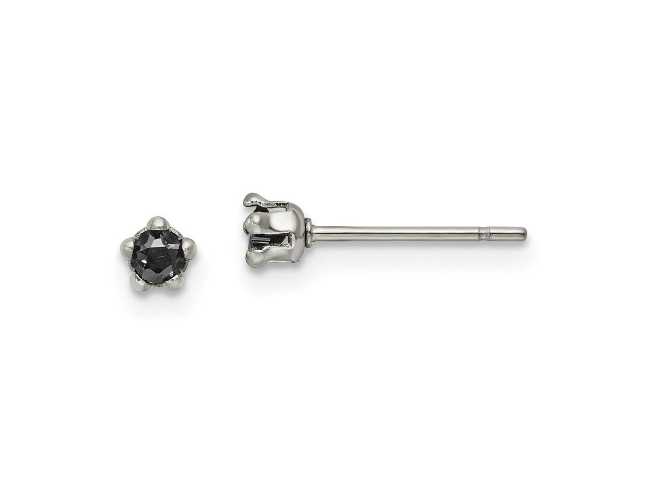 FJC Finejewelers Stainless Steel Polished Black Star CZ Stud Post Earrings 3 x 3 mm