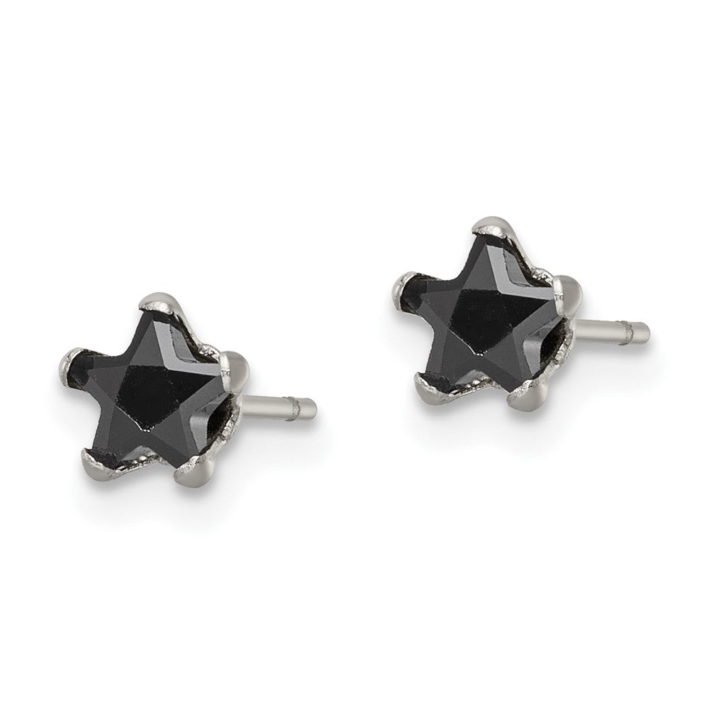 FJC Finejewelers Stainless Steel Polished Black Star CZ Stud Post Earrings 5 x 5 mm