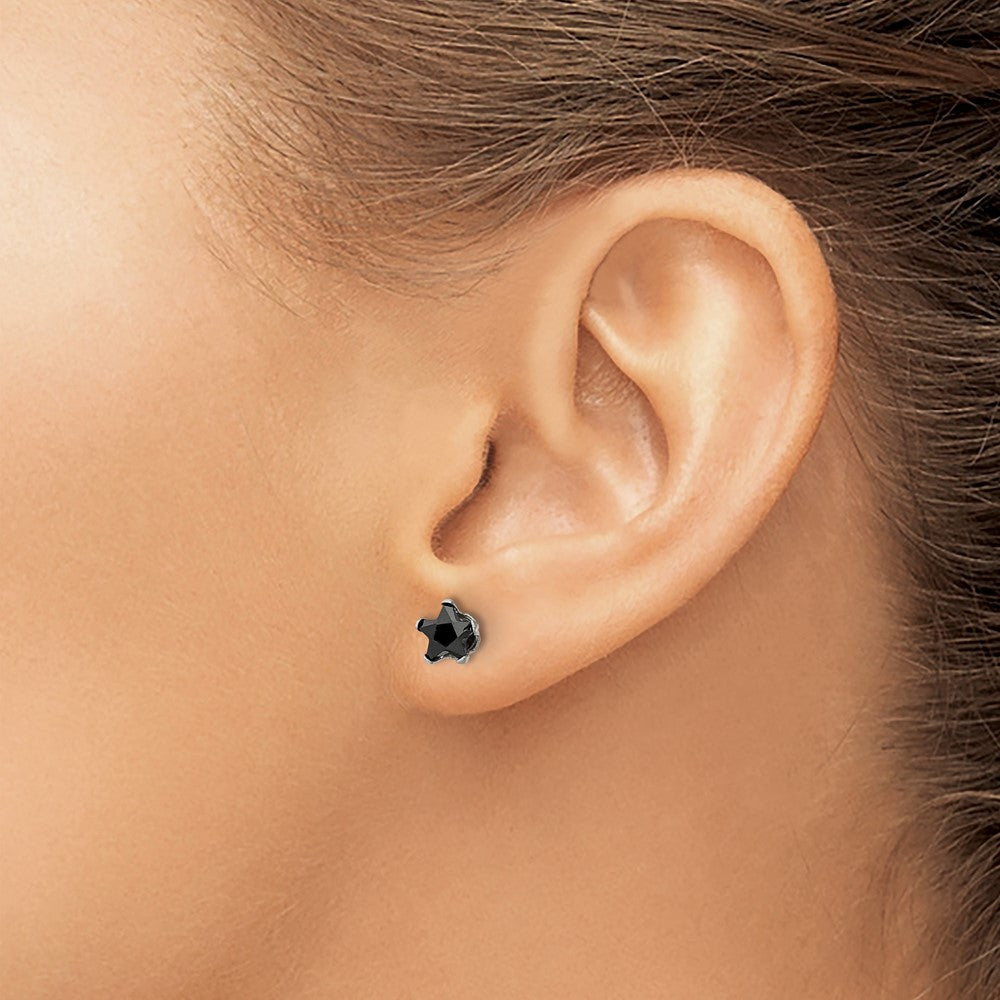 FJC Finejewelers Stainless Steel Polished Black Star CZ Stud Post Earrings 6 x 6 mm