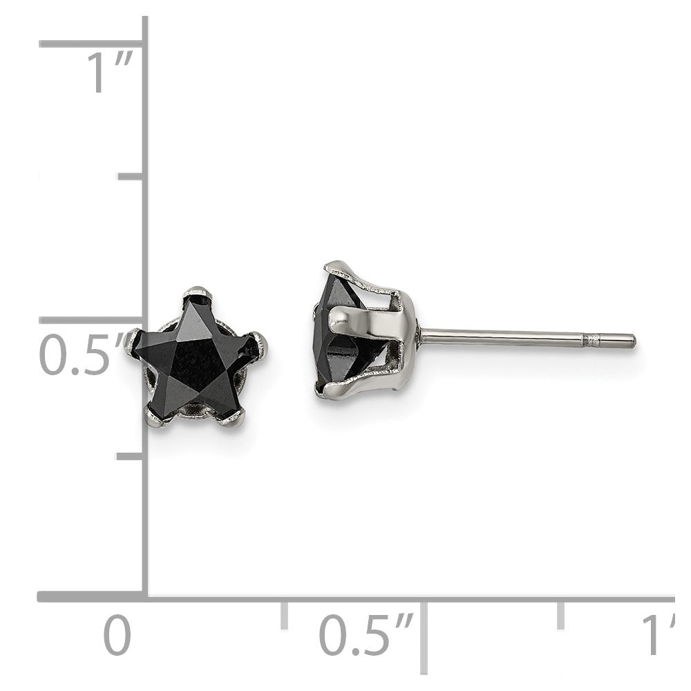 FJC Finejewelers Stainless Steel Polished Black Star CZ Stud Post Earrings 6 x 6 mm