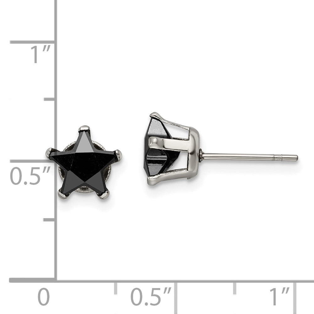 FJC Finejewelers Stainless Steel Polished Black Star CZ Stud Post Earrings 7 x 7 mm