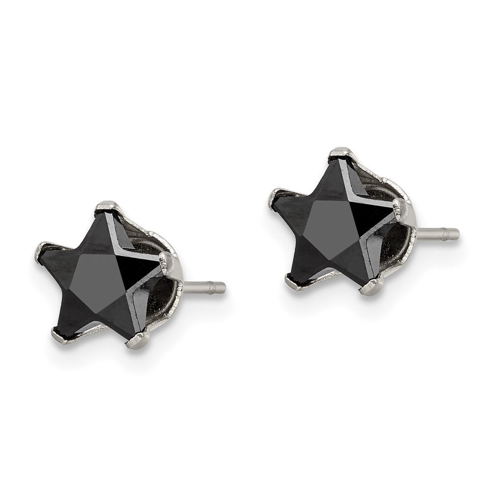FJC Finejewelers Stainless Steel Polished Black Star CZ Stud Post Earrings 7 x 7 mm