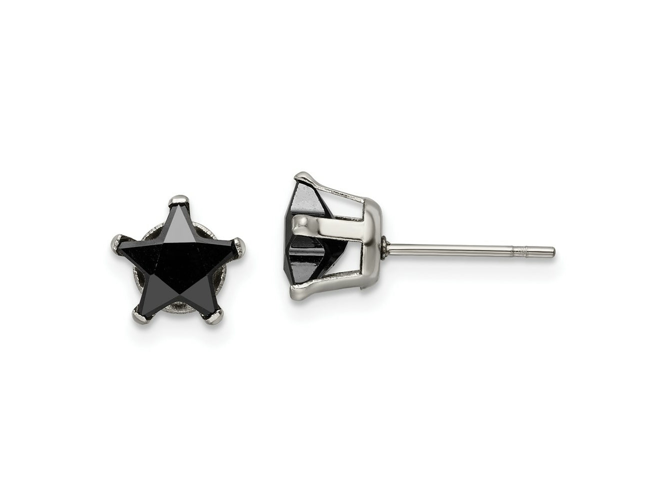 FJC Finejewelers Stainless Steel Polished Black Star CZ Stud Post Earrings 7 x 7 mm