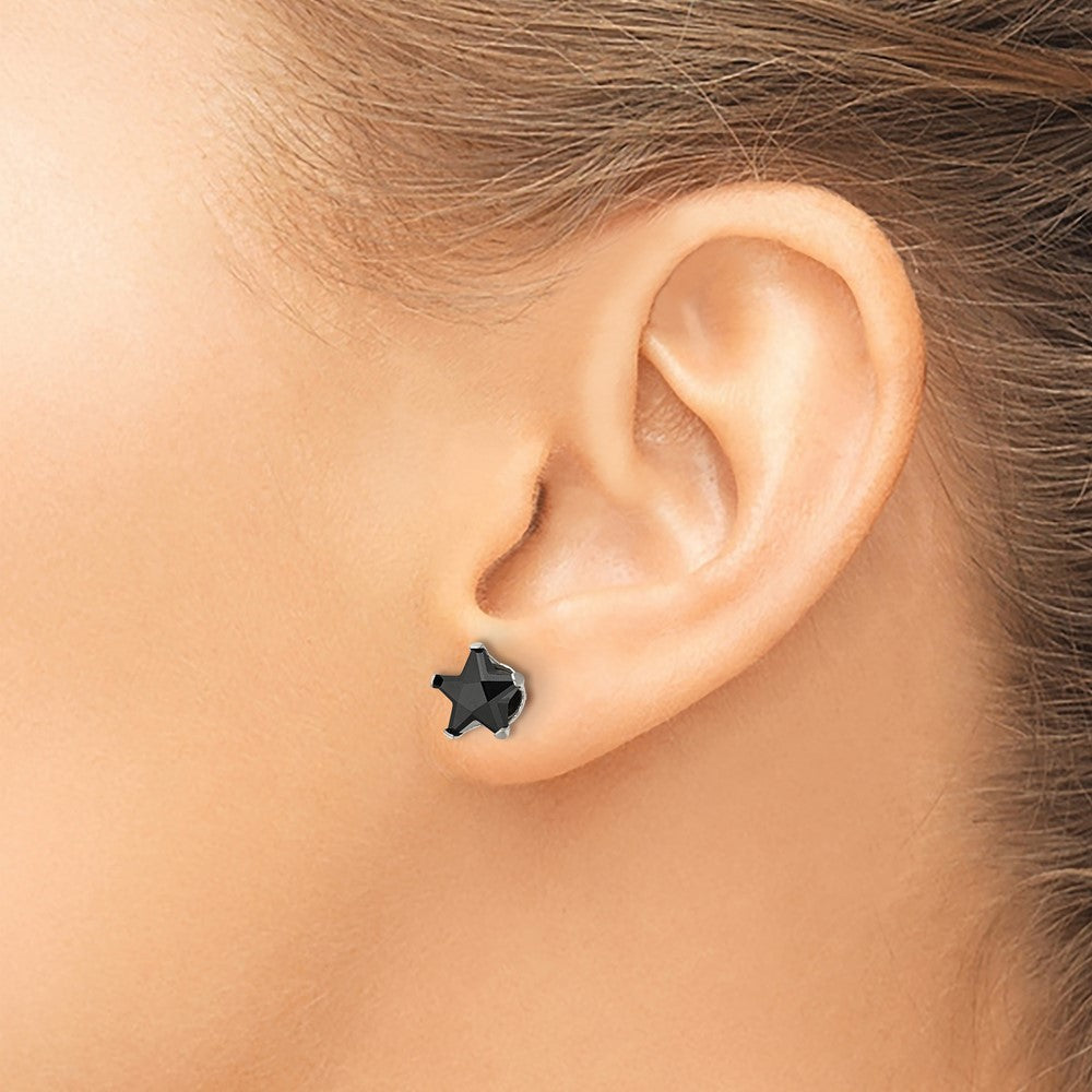 FJC Finejewelers Stainless Steel Polished Black Star CZ Stud Post Earrings 8 x 8 mm