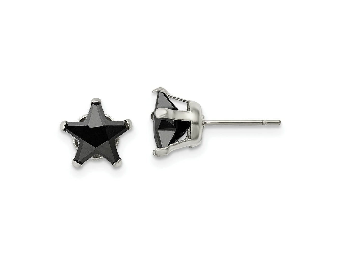 FJC Finejewelers Stainless Steel Polished Black Star CZ Stud Post Earrings 8 x 8 mm