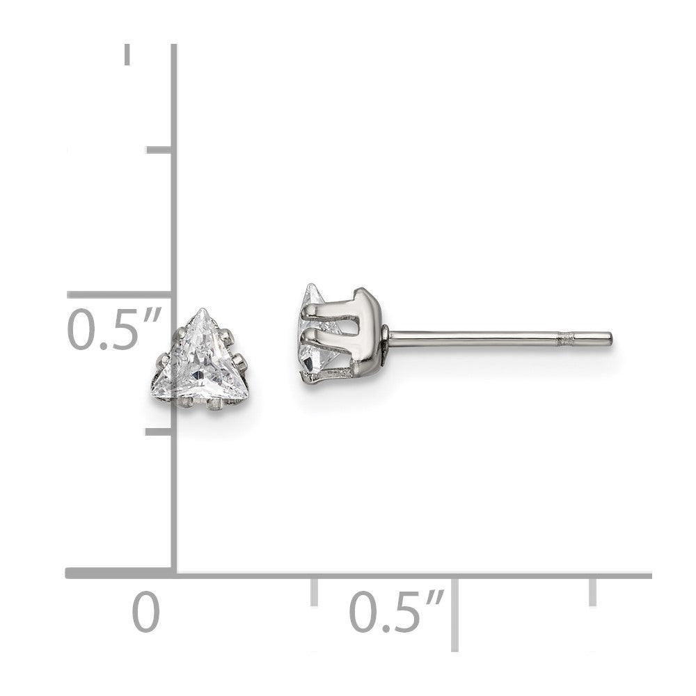 FJC Finejewelers Stainless Steel Polished Triangle CZ Stud Post Earrings 4 x 4 mm