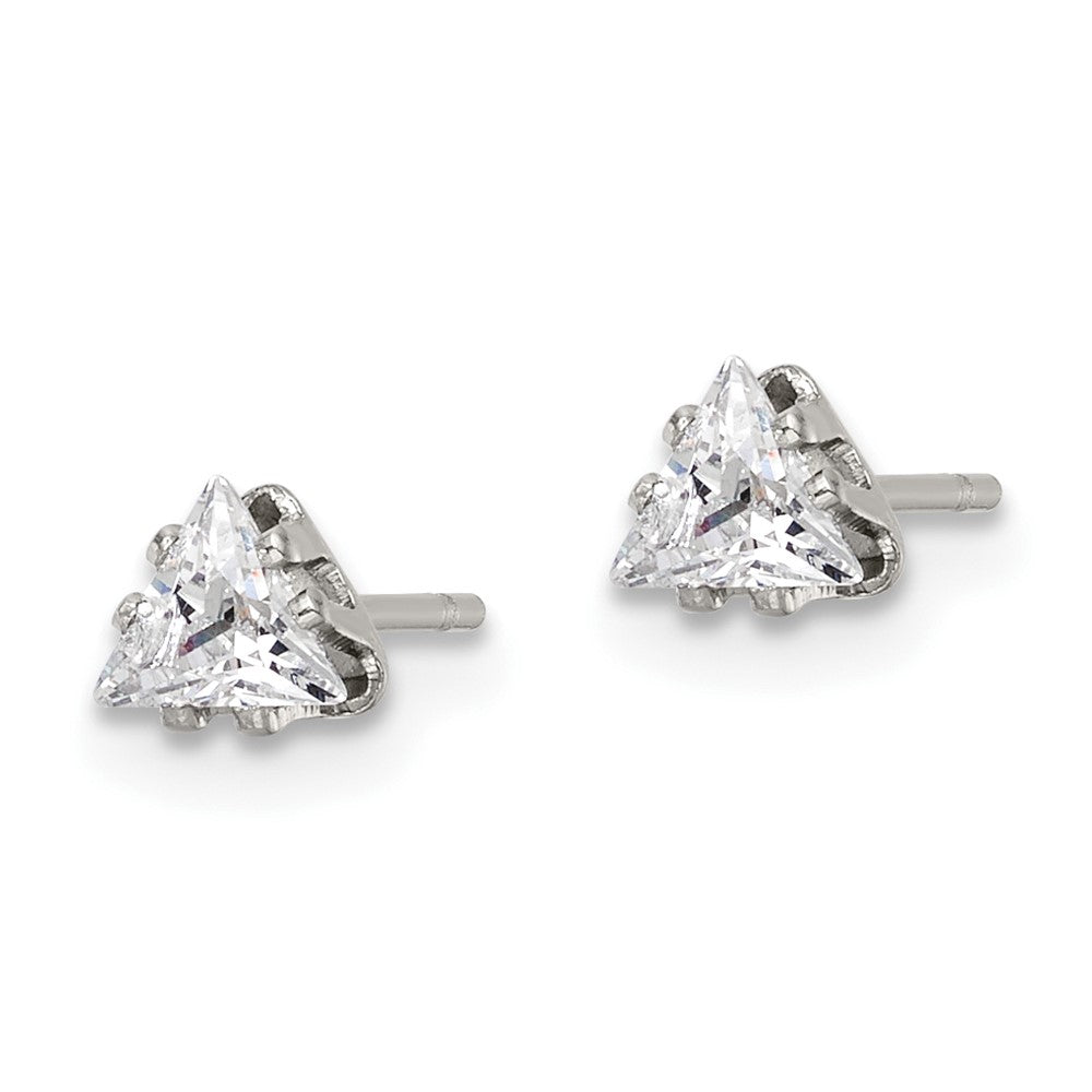 FJC Finejewelers Stainless Steel Polished Triangle CZ Stud Post Earrings 4 x 4 mm