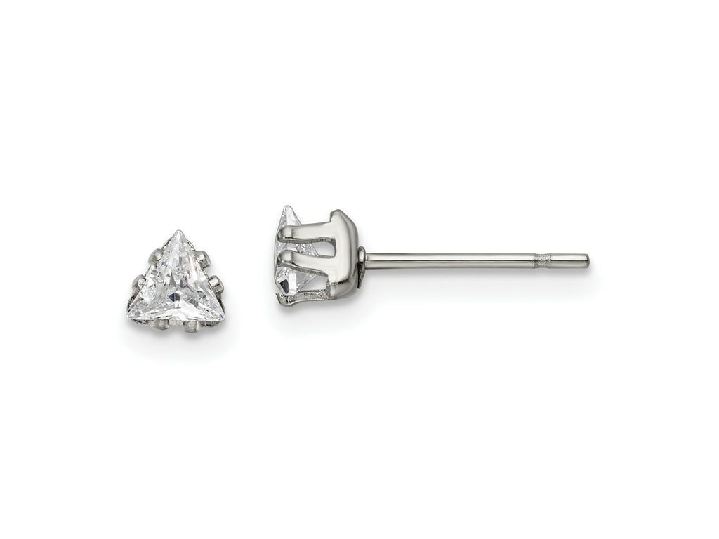 FJC Finejewelers Stainless Steel Polished Triangle CZ Stud Post Earrings 4 x 4 mm