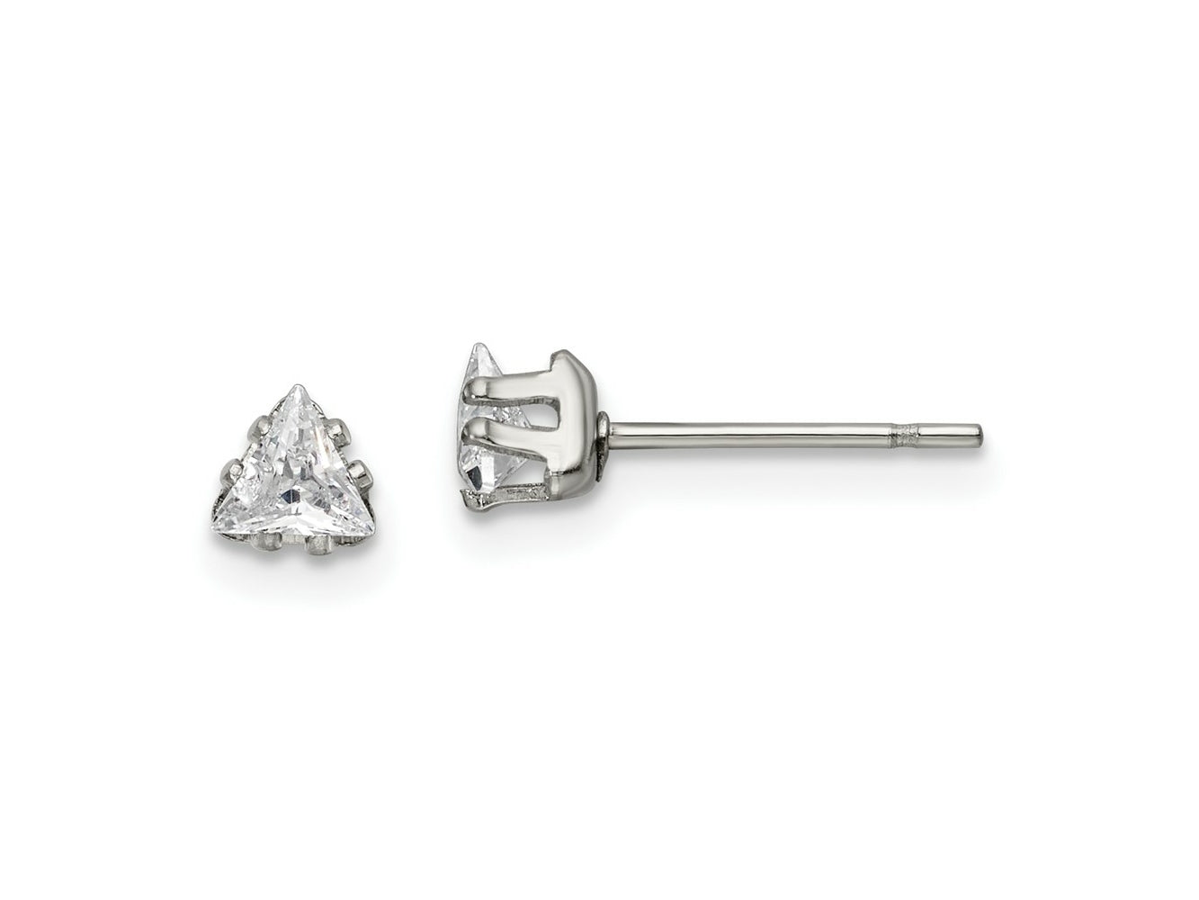 FJC Finejewelers Stainless Steel Polished Triangle CZ Stud Post Earrings 4 x 4 mm