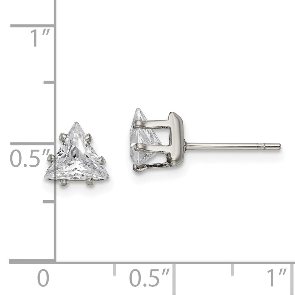 FJC Finejewelers Stainless Steel Polished Triangle CZ Stud Post Earrings 6 x 6 mm