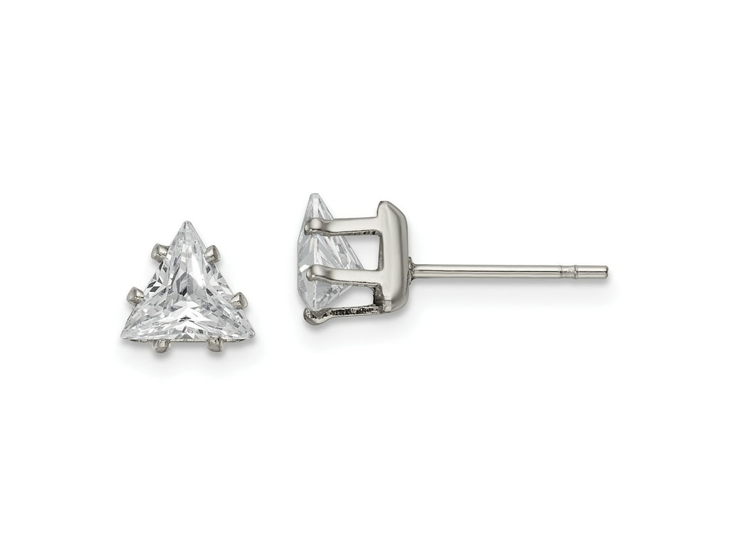 FJC Finejewelers Stainless Steel Polished Triangle CZ Stud Post Earrings 6 x 6 mm