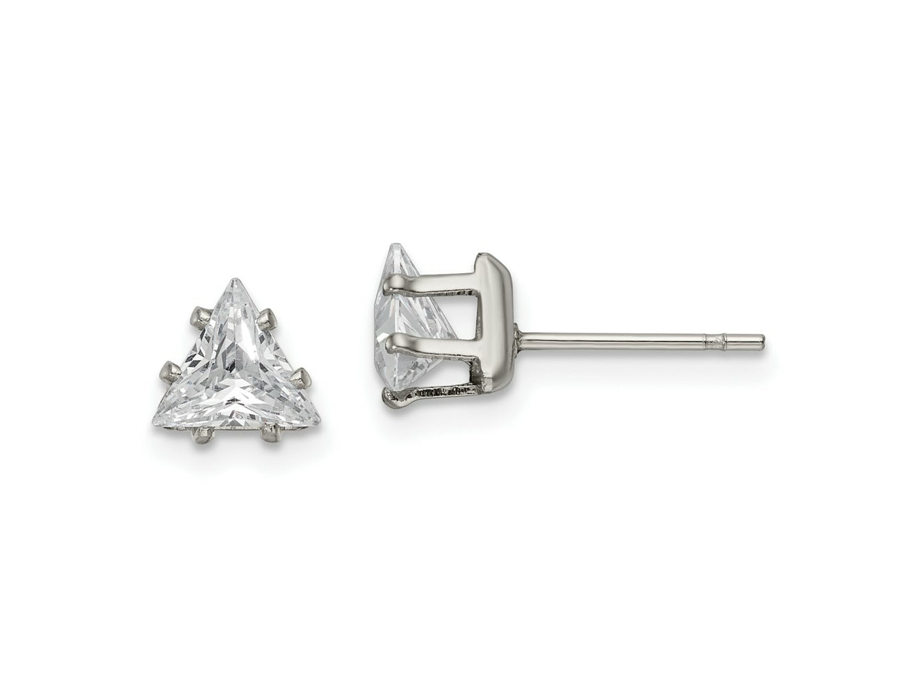 FJC Finejewelers Stainless Steel Polished Triangle CZ Stud Post Earrings 6 x 6 mm