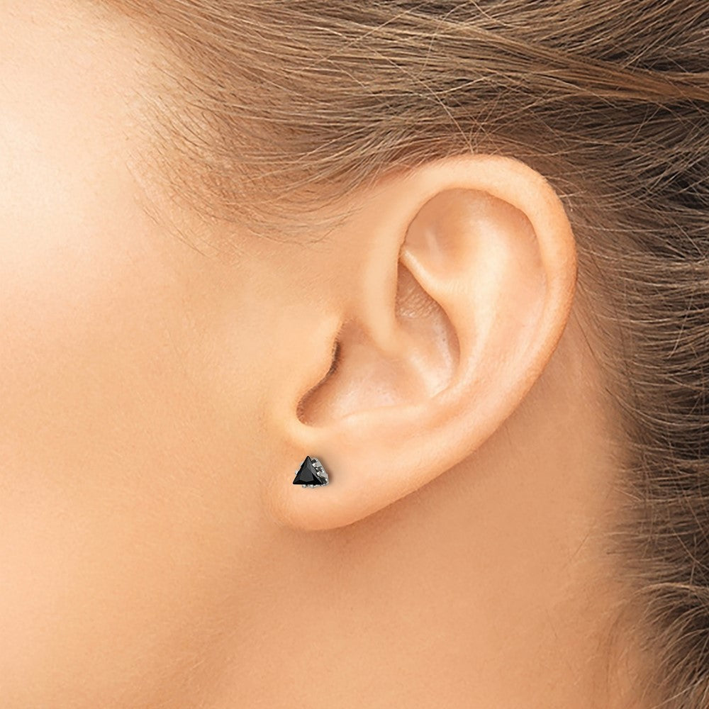 FJC Finejewelers Stainless Steel Polished Black Triangle CZ Stud Post Earrings 4 x 4 mm