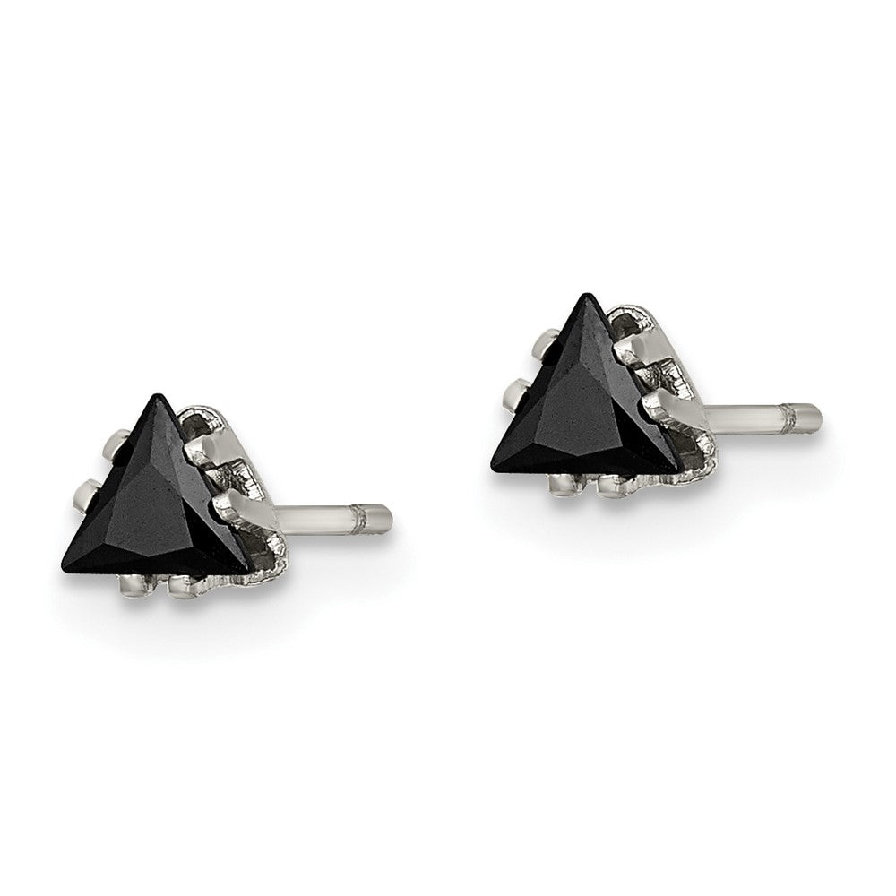FJC Finejewelers Stainless Steel Polished Black Triangle CZ Stud Post Earrings 4 x 4 mm