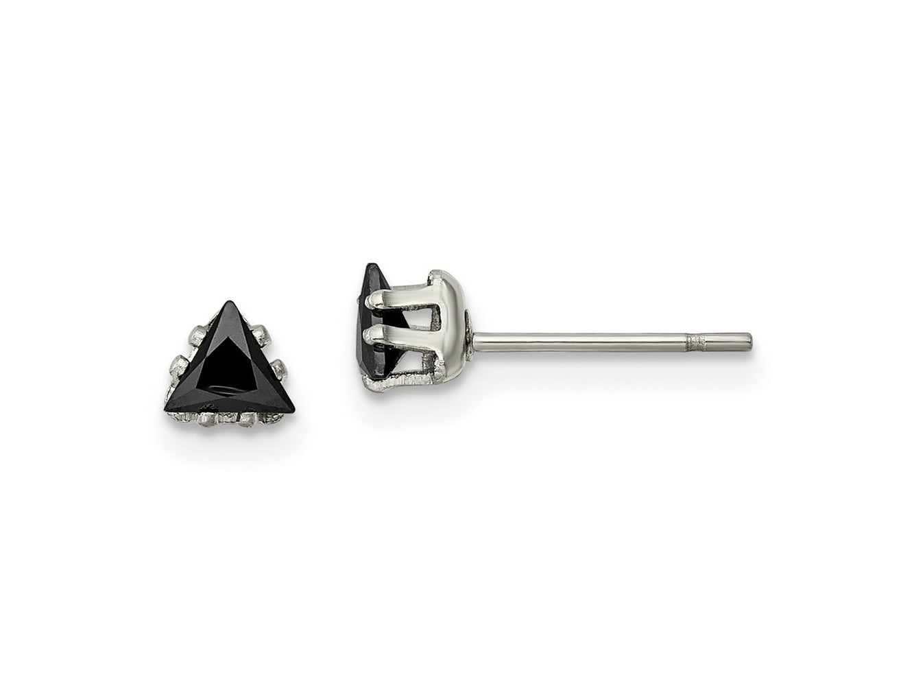 FJC Finejewelers Stainless Steel Polished Black Triangle CZ Stud Post Earrings 4 x 4 mm