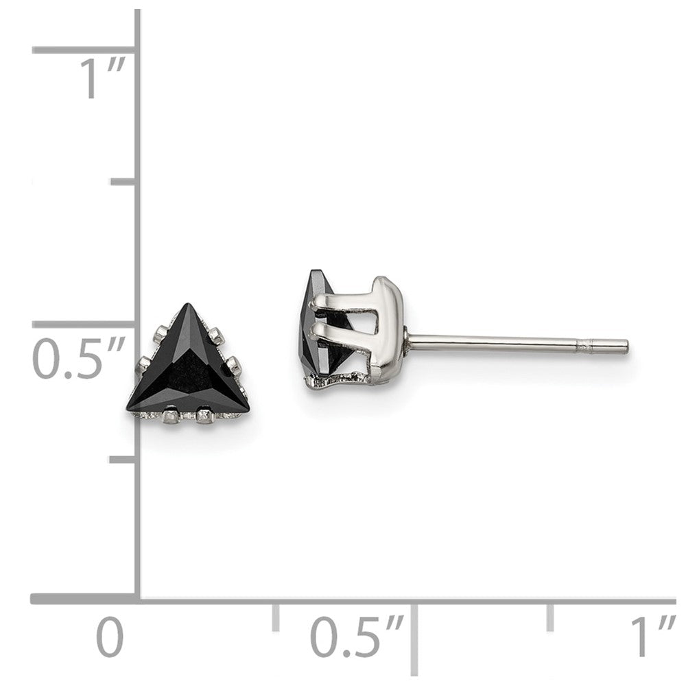 FJC Finejewelers Stainless Steel Polished Black Triangle CZ Stud Post Earrings 5 x 5 mm