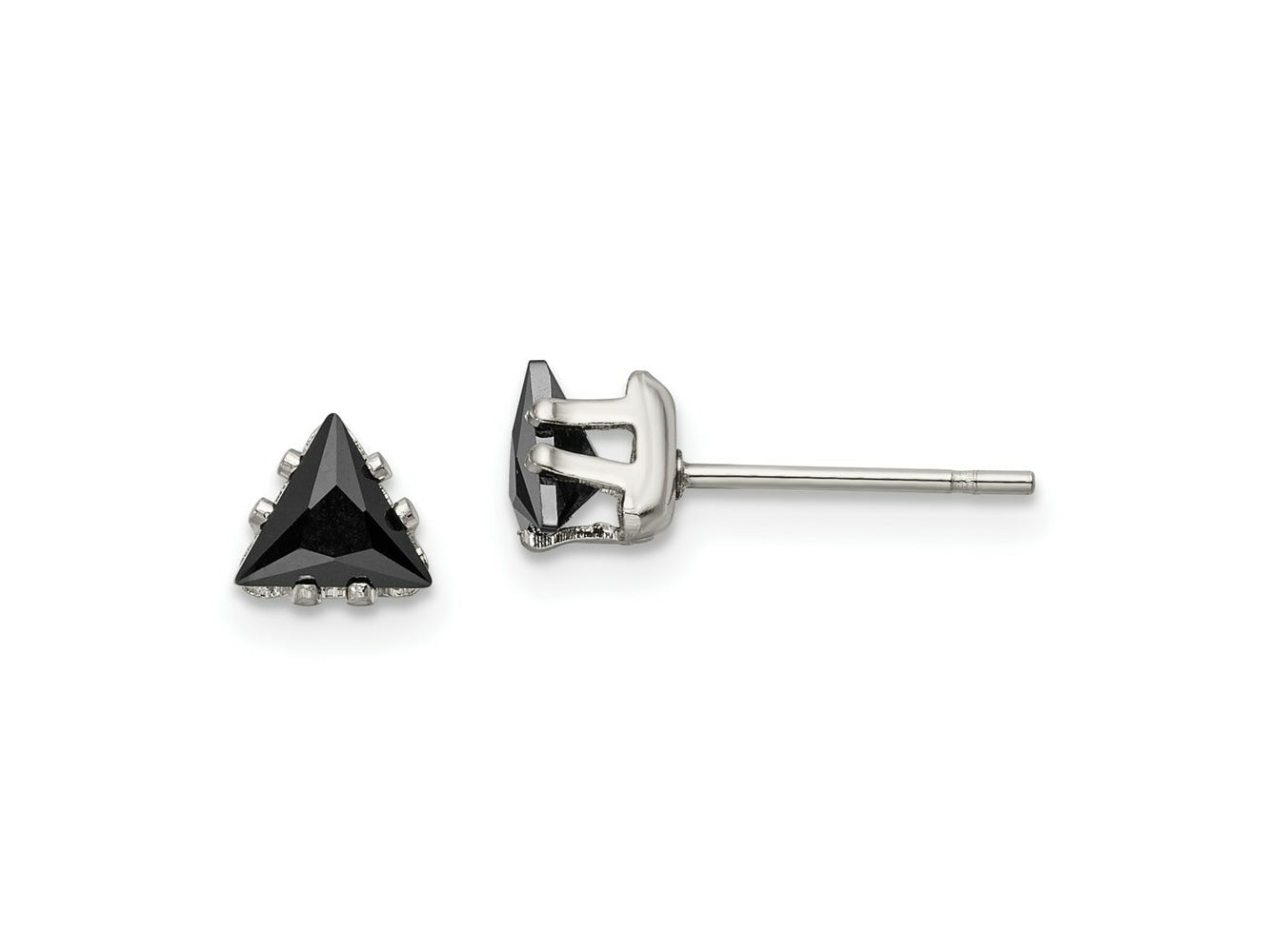 FJC Finejewelers Stainless Steel Polished Black Triangle CZ Stud Post Earrings 5 x 5 mm