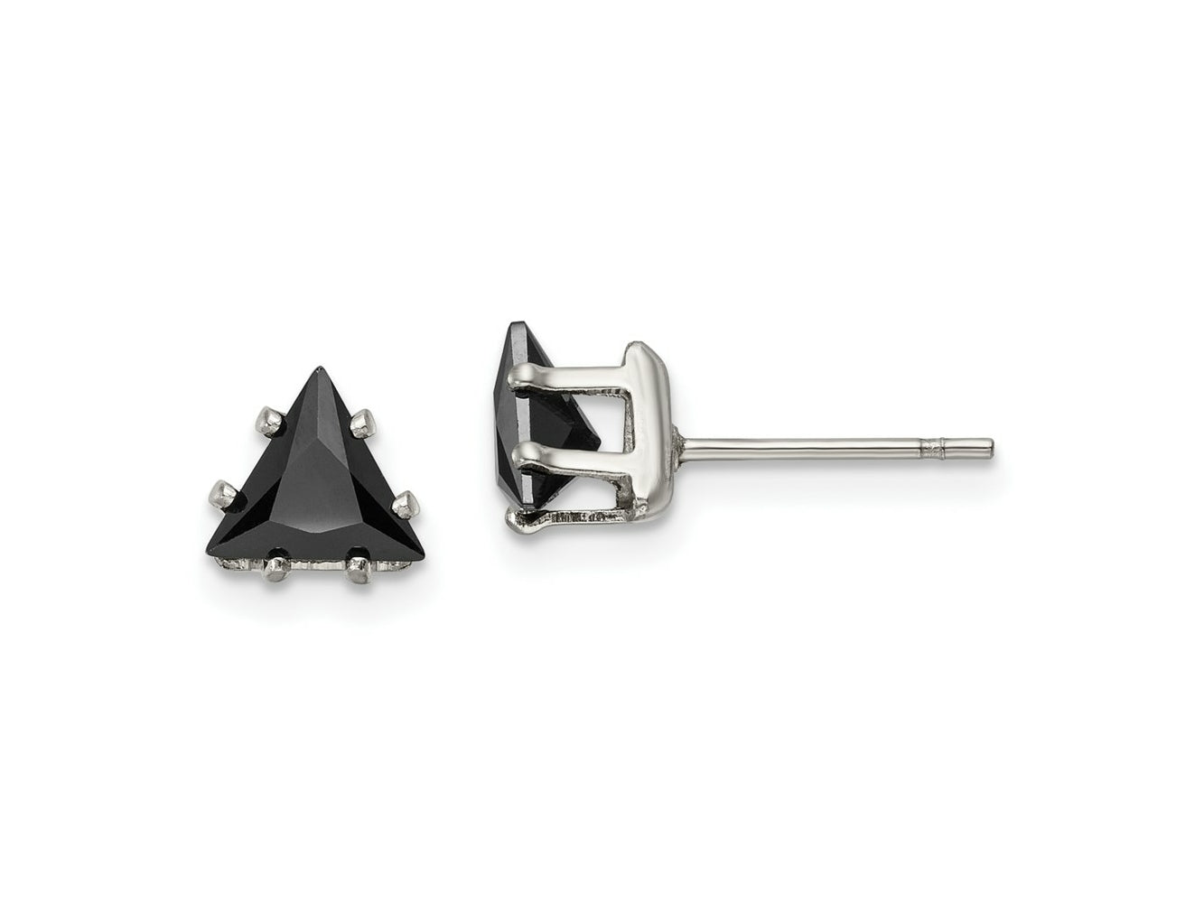 FJC Finejewelers Stainless Steel Polished Black Triangle CZ Stud Post Earrings 6 x 6 mm