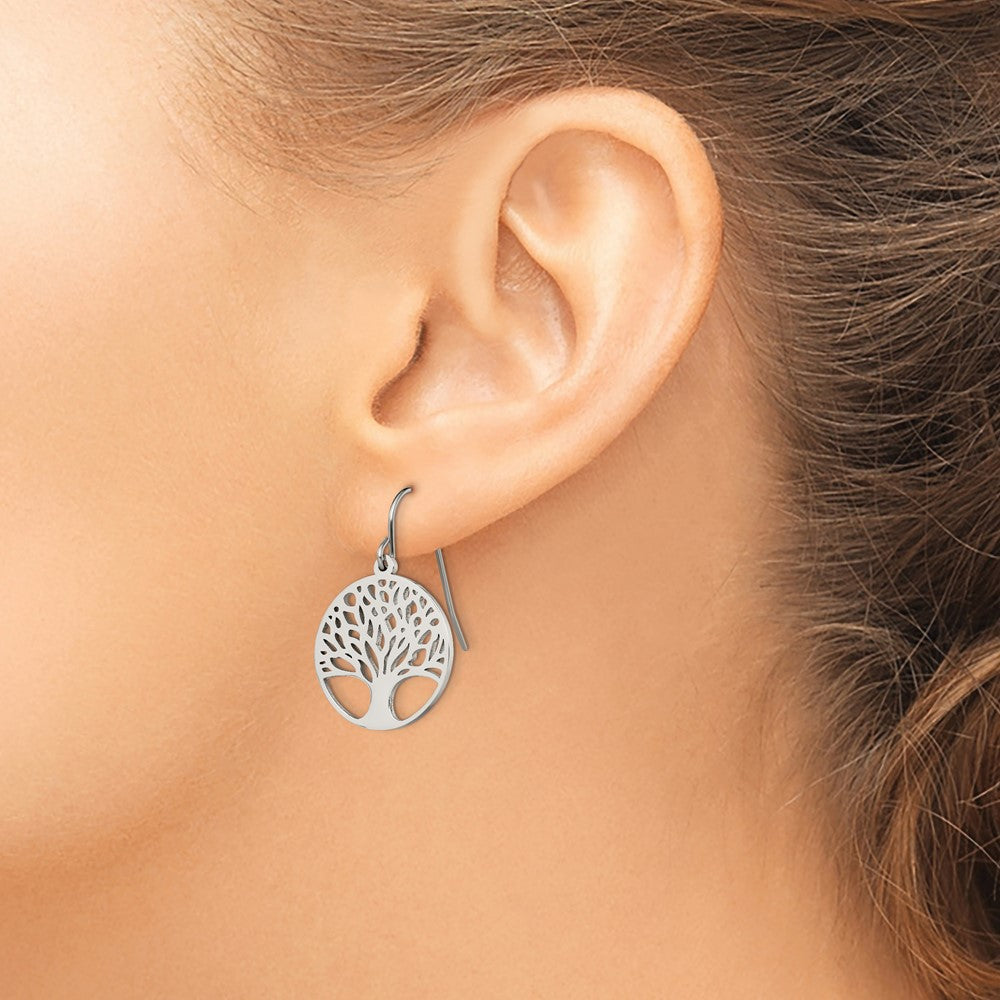 FJC Finejewelers Stainless Steel Dangle Polished Tree of Life Cut-out Shepherd Hook Earrings 32 x 19 mm