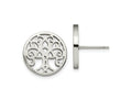 FJC Finejewelers Stainless Steel Button Polished Tree of Life Post Earrings 15 x 15 mm