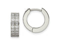 FJC Finejewelers Stainless Steel Polished with 2 Rows of CZ 2.3mm Hinged Hoop Earrings 13 mm x 14 mm