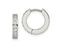 FJC Finejewelers Stainless Steel Polished with 1 Row of CZ 2.3mm Hinged Hoop Earrings 13 mm x 14 mm