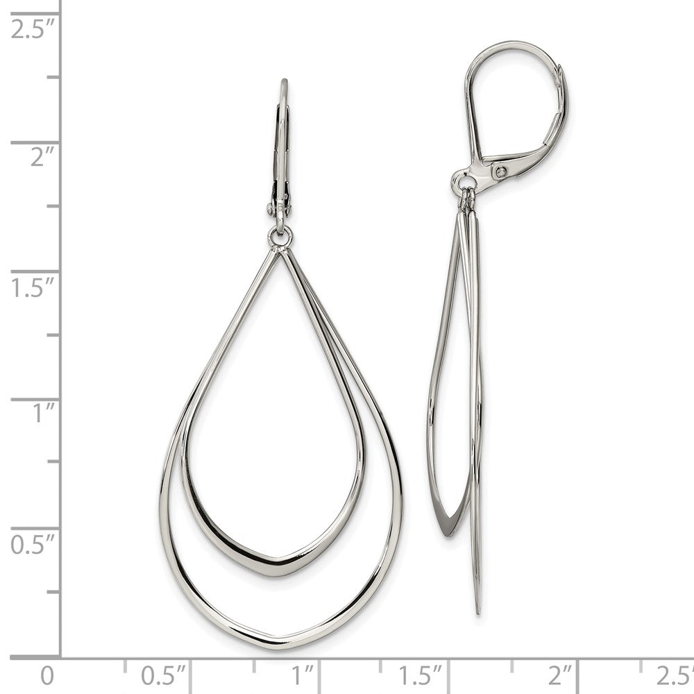 FJC Finejewelers Stainless Steel Polished Double Teardrop Dangle Leverback Earrings 56 x 23 mm