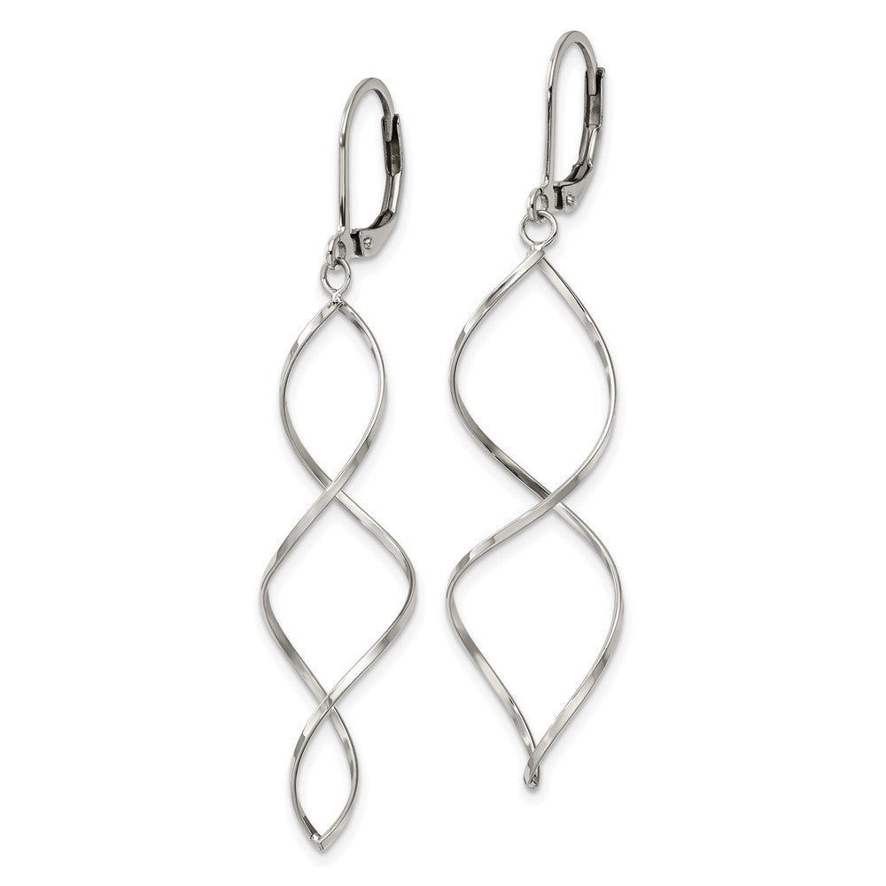 FJC Finejewelers Stainless Steel Polished Twist Dangle Leverback Earrings 55 x 13 mm
