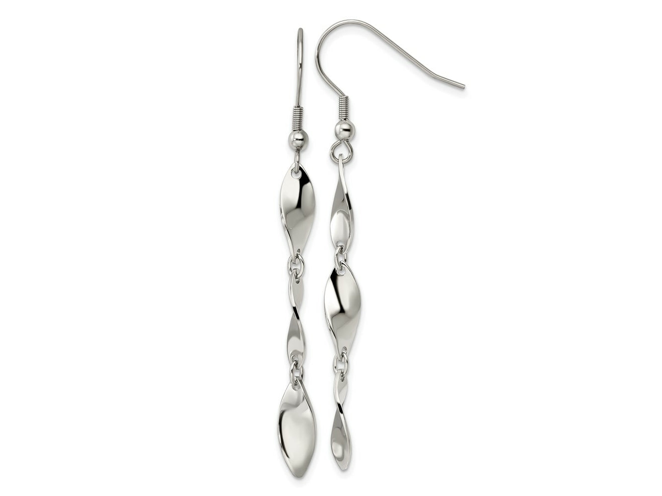 FJC Finejewelers Stainless Steel Polished Twisted Dangle Shepherd Hook Earrings 63 x 6 mm