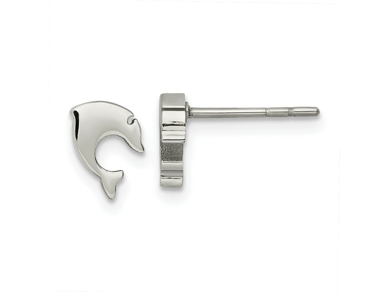 FJC Finejewelers Stainless Steel Button Polished Dolphin Post Earrings 6 x 6 mm