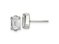 FJC Finejewelers Stainless Steel Stud Polished Rectangle CZ Post Earrings 10 x 5 mm