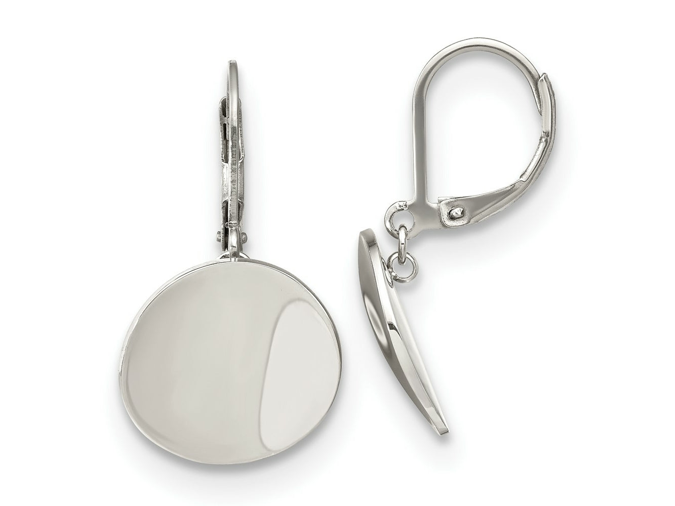 FJC Finejewelers Stainless Steel Polished Curved Disk Dangle Leverback Earrings 30 x 15 mm