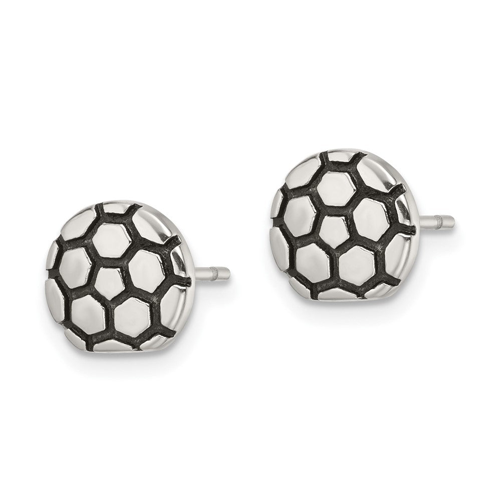 FJC Finejewelers Stainless Steel Button Antiqued and Polished Soccer Ball Post Earrings 9 x 9 mm
