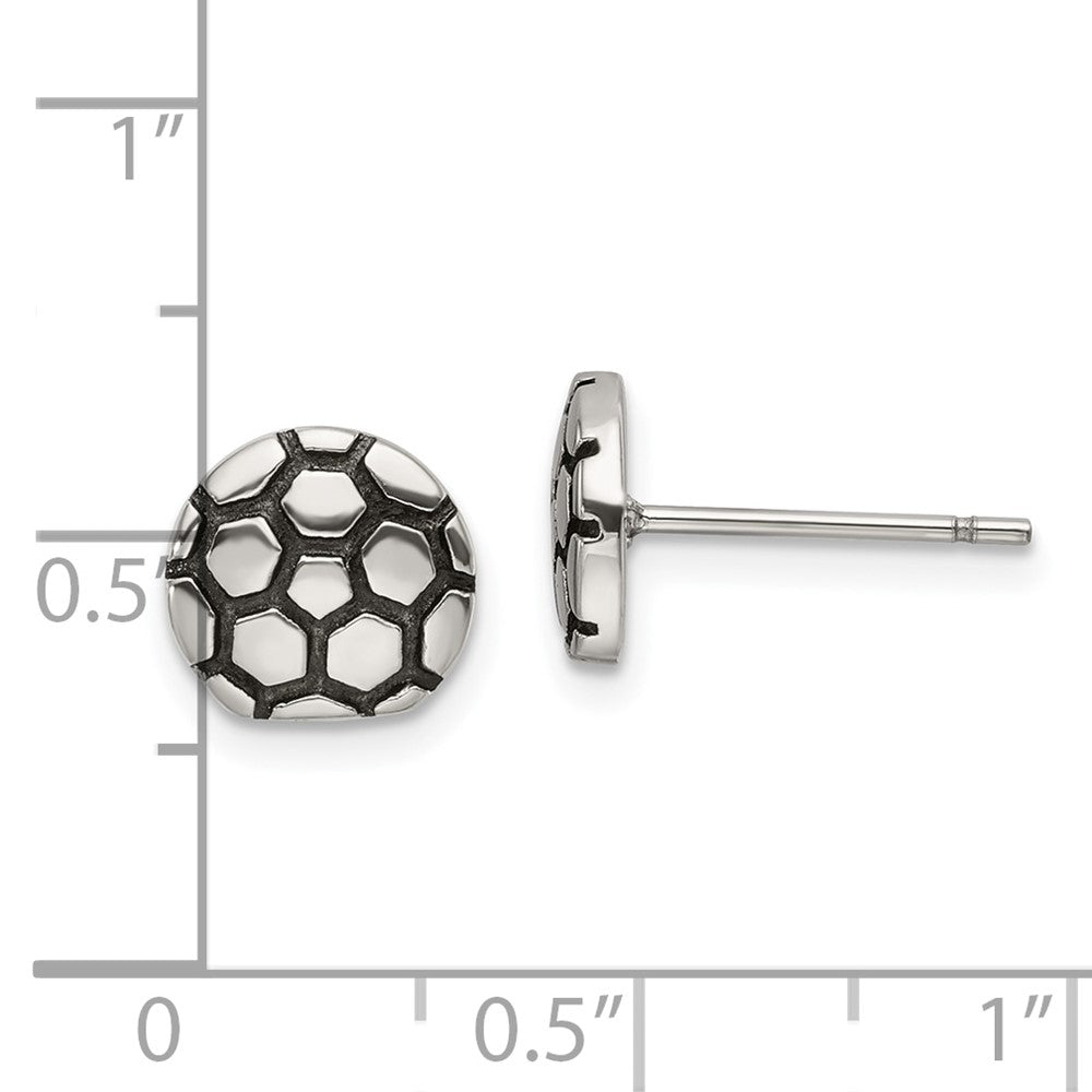 FJC Finejewelers Stainless Steel Button Antiqued and Polished Soccer Ball Post Earrings 9 x 9 mm