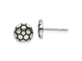 FJC Finejewelers Stainless Steel Button Antiqued and Polished Soccer Ball Post Earrings 9 x 9 mm