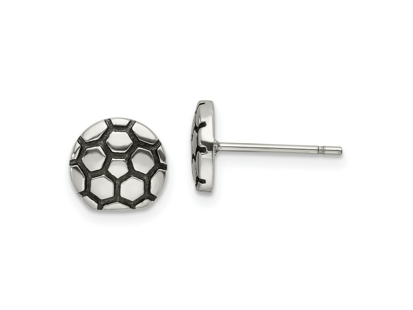 FJC Finejewelers Stainless Steel Button Antiqued and Polished Soccer Ball Post Earrings 9 x 9 mm