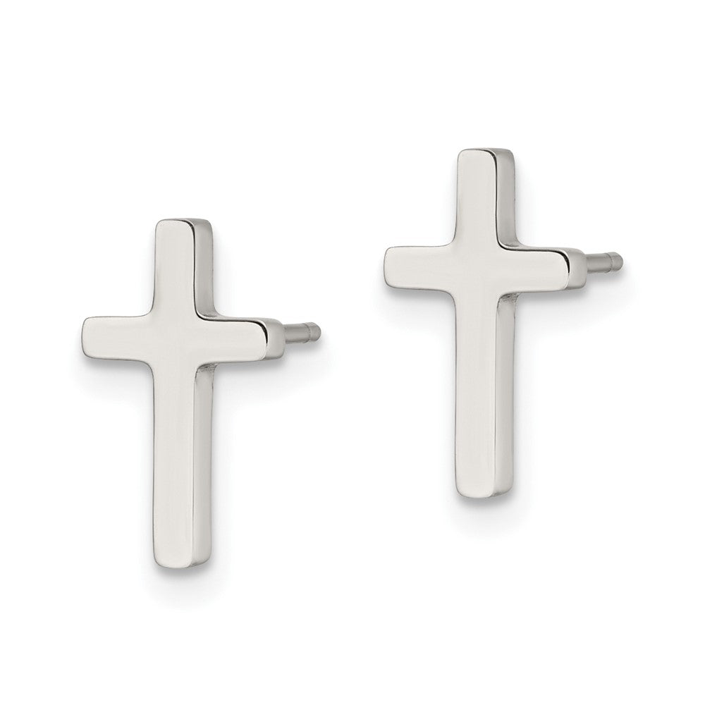FJC Finejewelers Stainless Steel Button Polished Cross Post Earrings 11 x 6 mm