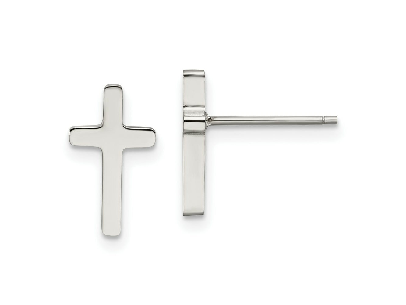 FJC Finejewelers Stainless Steel Button Polished Cross Post Earrings 11 x 6 mm