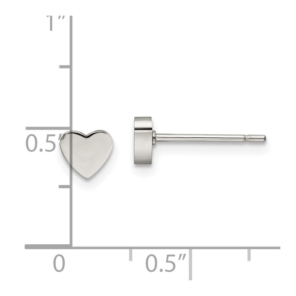 FJC Finejewelers Stainless Steel Button Polished Heart Post Earrings 5 x 4 mm