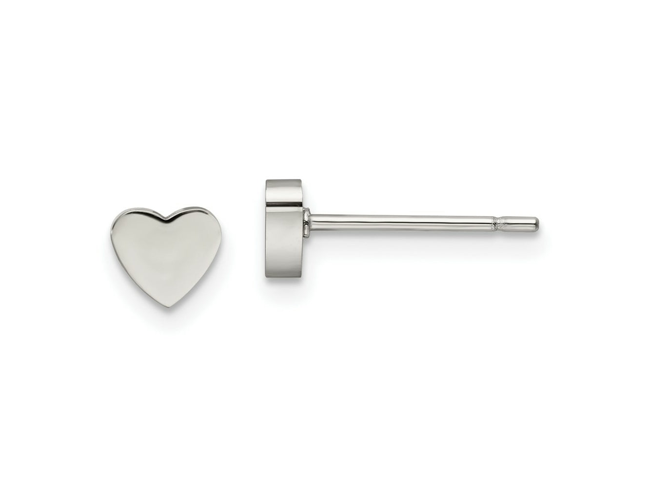 FJC Finejewelers Stainless Steel Button Polished Heart Post Earrings 5 x 4 mm