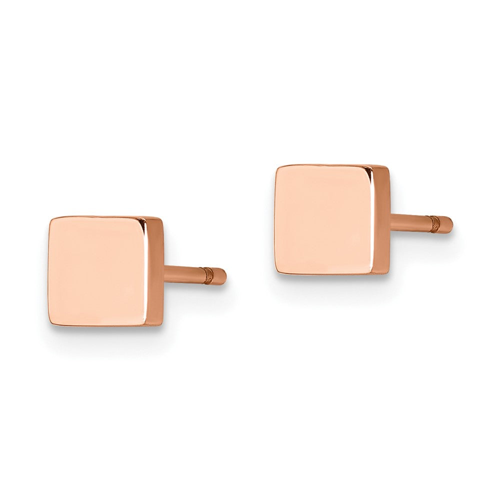 FJC Finejewelers Stainless Steel Button Polished Rose IP-plated Square Post Earrings 4 x 4 mm
