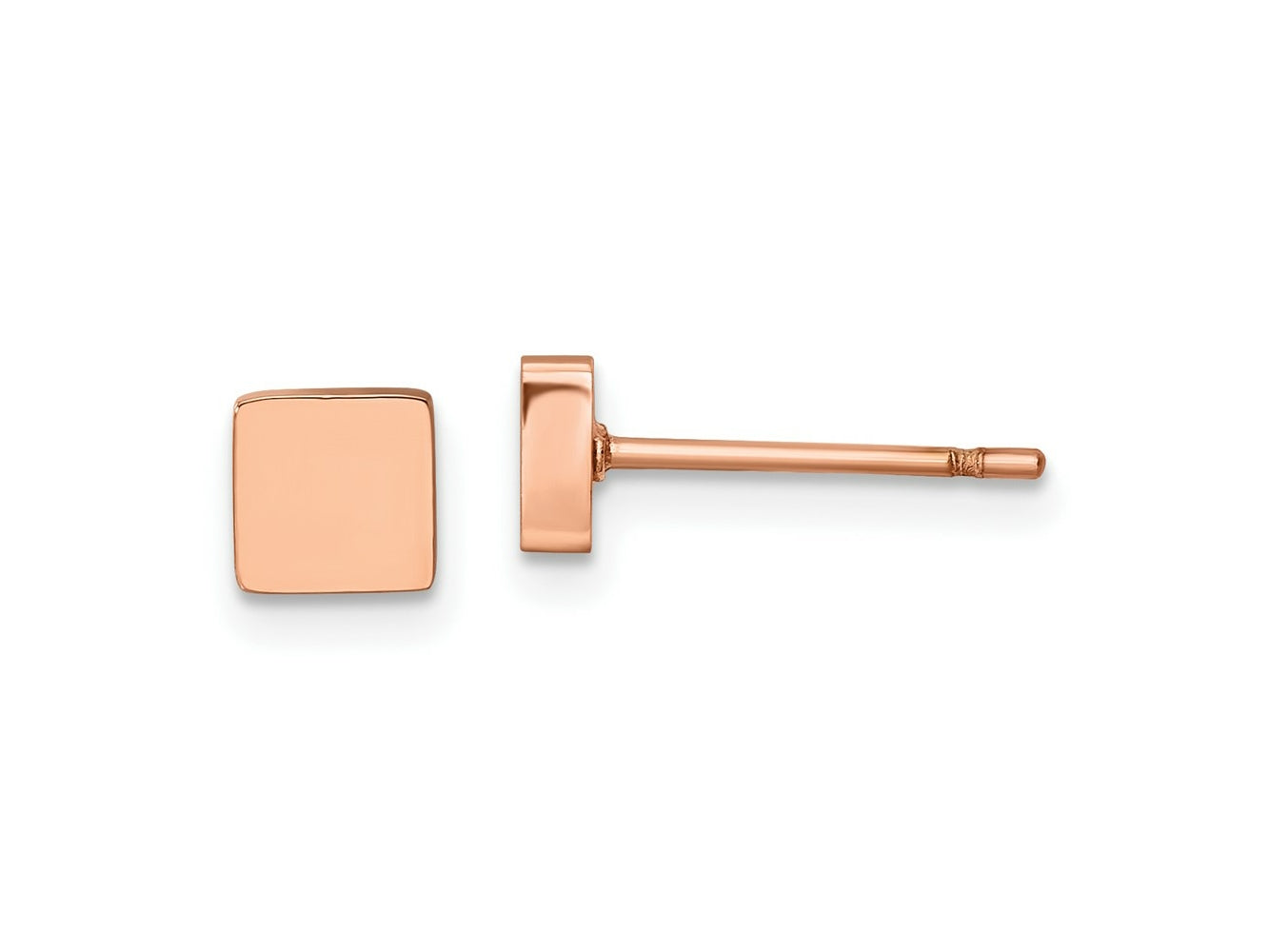 FJC Finejewelers Stainless Steel Button Polished Rose IP-plated Square Post Earrings 4 x 4 mm