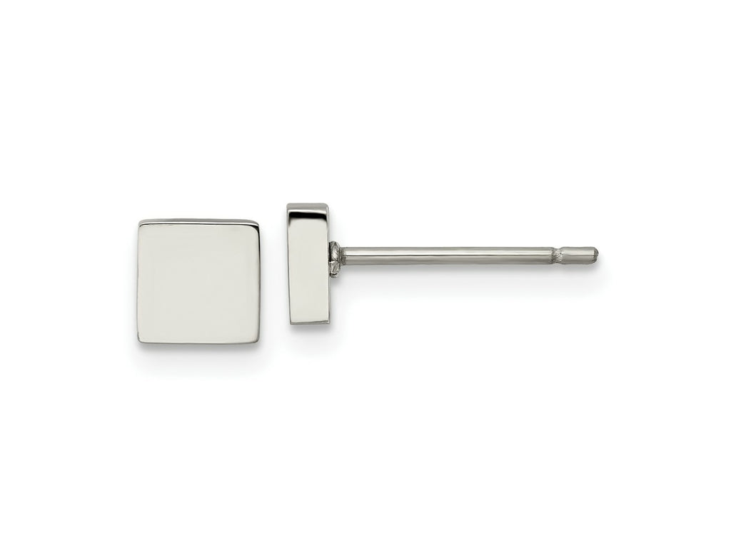 FJC Finejewelers Stainless Steel Button Polished Square Post Earrings 4 x 4 mm