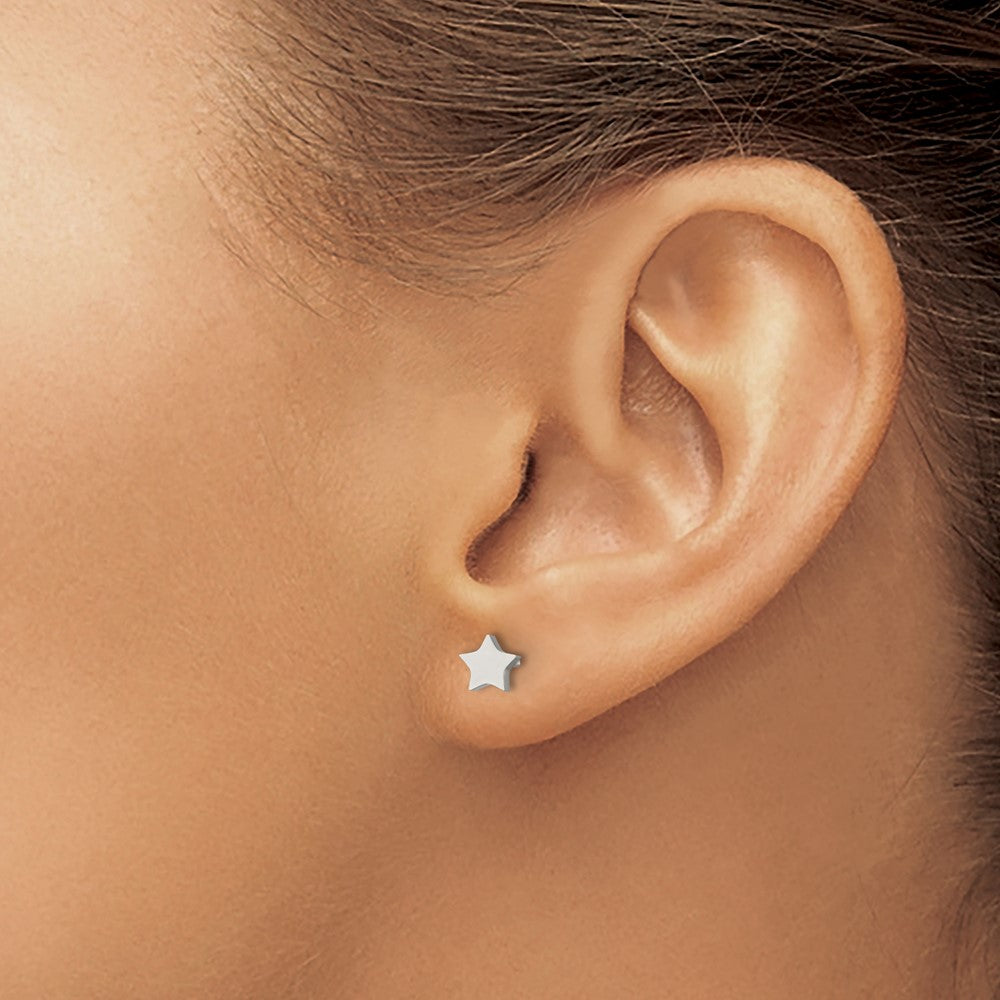 FJC Finejewelers Stainless Steel Button Polished Star Post Earrings 4 x 4 mm