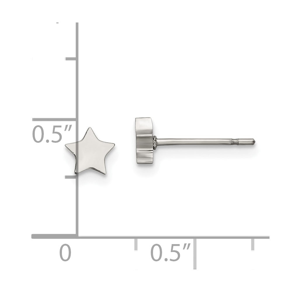 FJC Finejewelers Stainless Steel Button Polished Star Post Earrings 4 x 4 mm