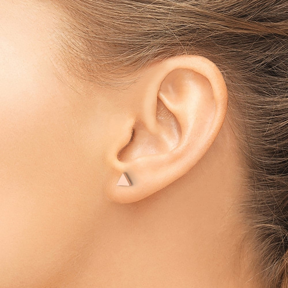 FJC Finejewelers Stainless Steel Button Polished Rose IP-plated Triangle Post Earrings 4 x 4 mm