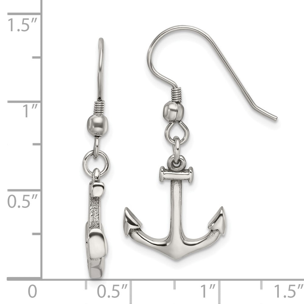 FJC Finejewelers Stainless Steel Polished Anchor Dangle Shepherd Hook Earrings 32 x 14 mm