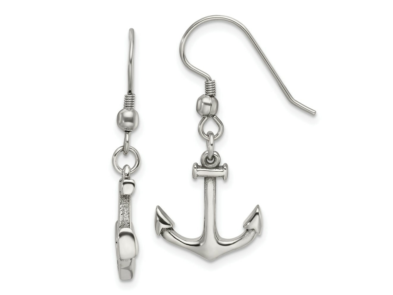 FJC Finejewelers Stainless Steel Polished Anchor Dangle Shepherd Hook Earrings 32 x 14 mm