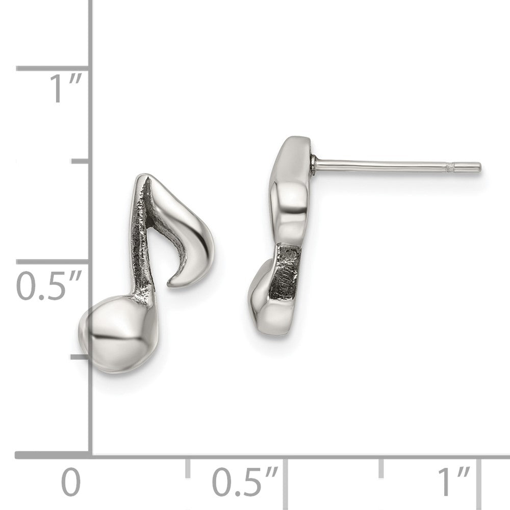 FJC Finejewelers Stainless Steel Button Polished Music Note Post Earrings 13 x 6 mm