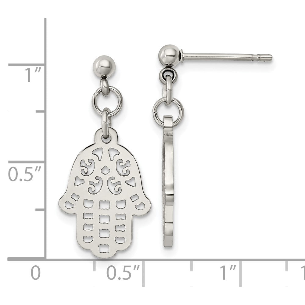 FJC Finejewelers Stainless Steel Polished Chamseh/Hamsa Post Dangle Earrings 26 x 12 mm